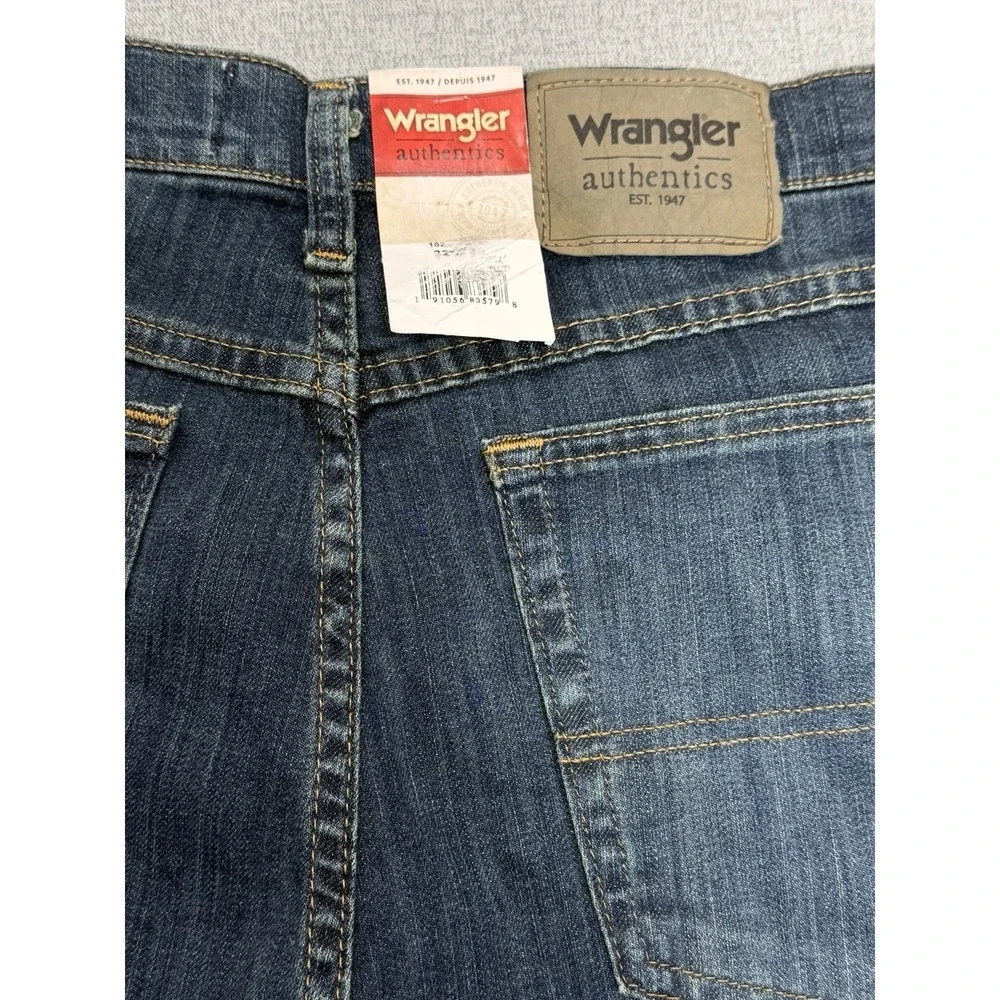 Wrangler Authentics Mens Straight Leg Jeans Dark Wash W32 L36 Denim NWT